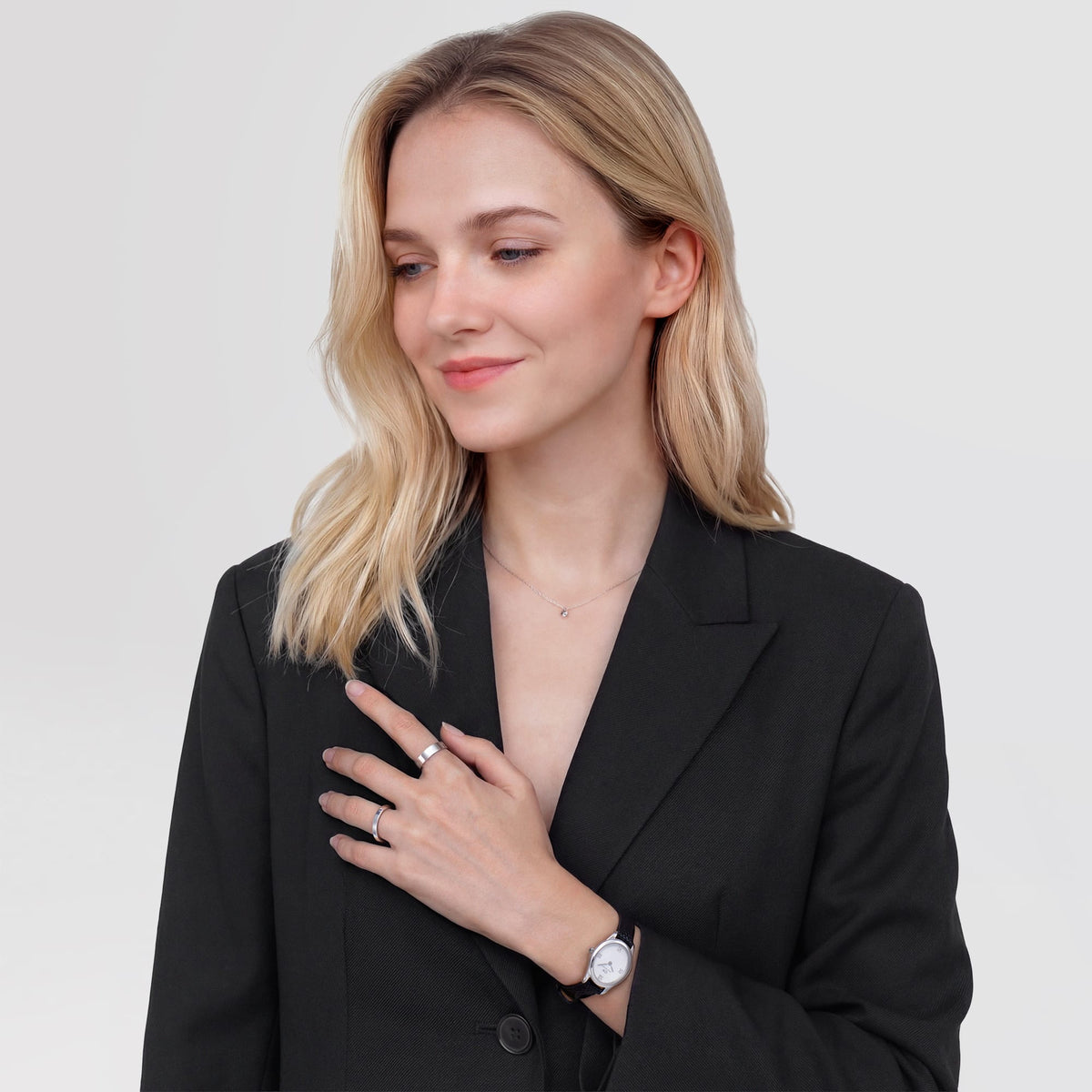 Ophelia Mini Black Lizard White Guilloché Silver