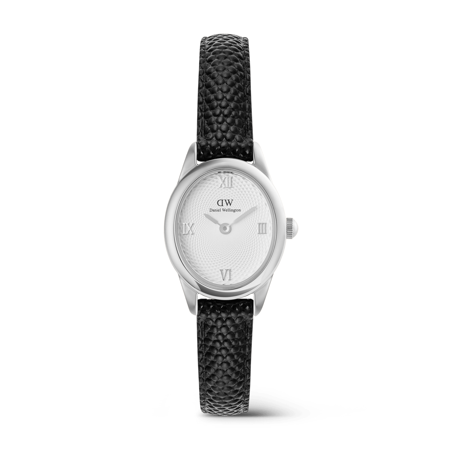 Ophelia Mini Black Lizard White Guilloché Silver