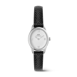 Ophelia Mini Black Lizard White Guilloché Silver