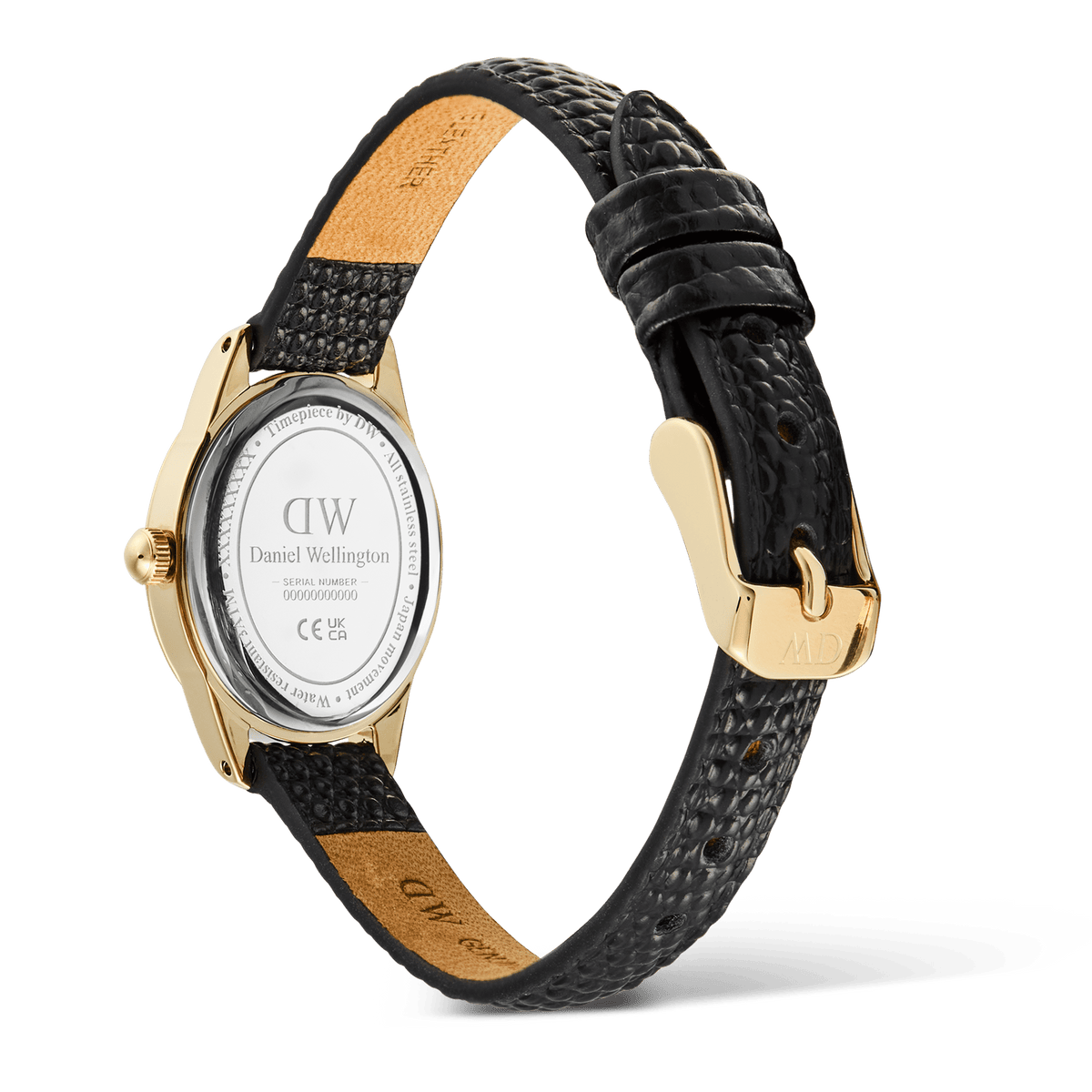 Ophelia Mini Black Lizard White Guilloché Gold
