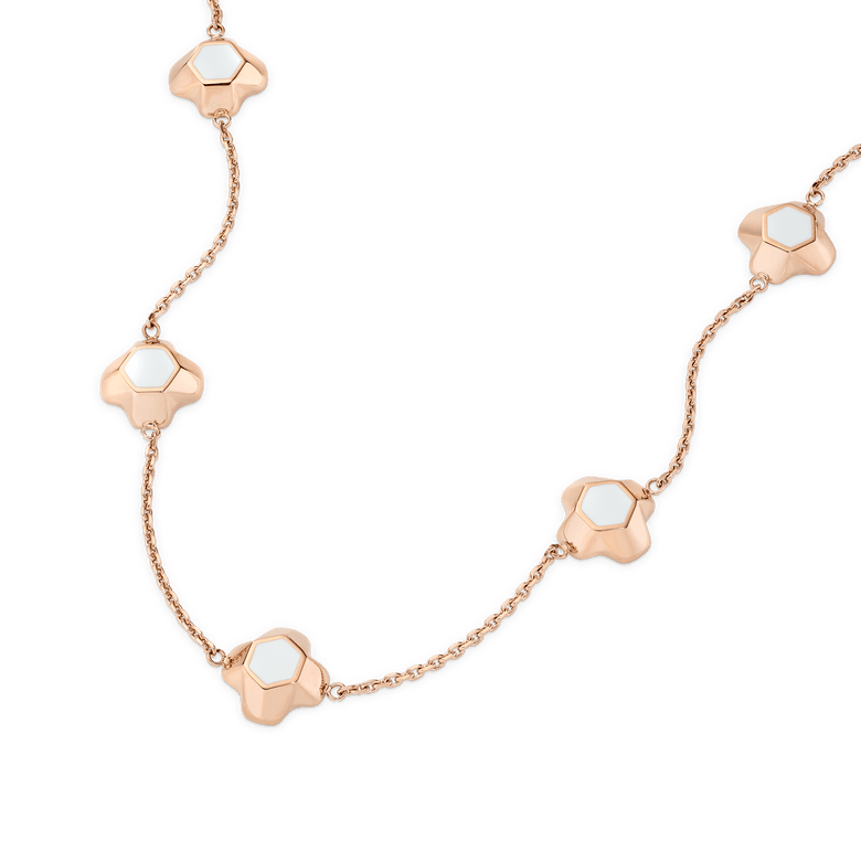 North Star Necklace 7 Small White Enamel Rose Gold