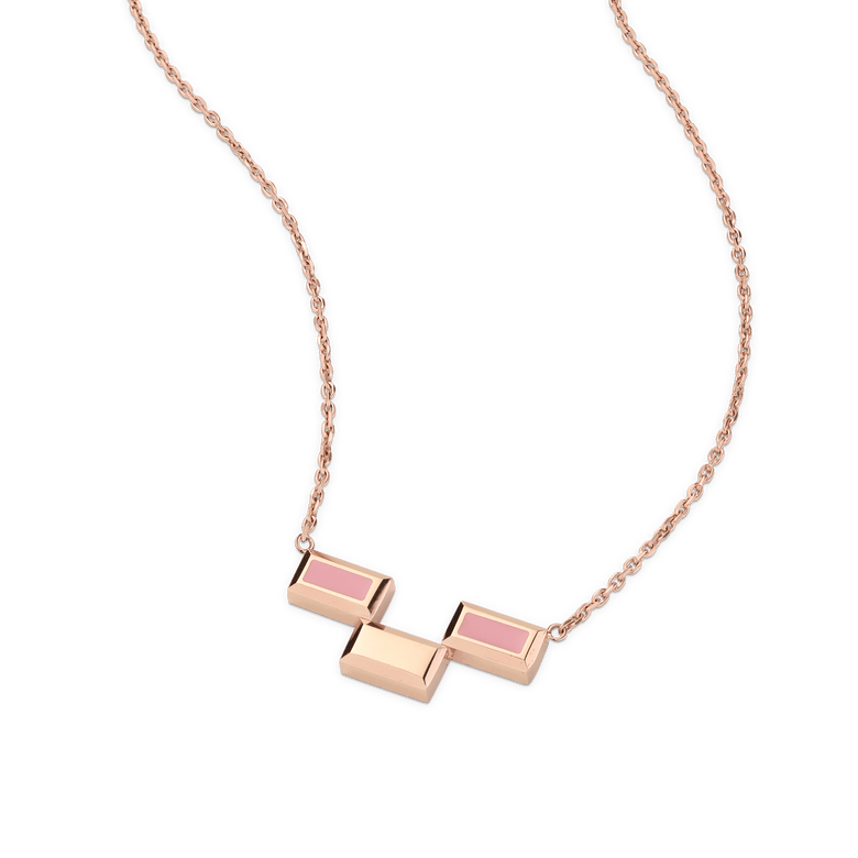 Bric Necklace Apricot Enamel Rose Gold