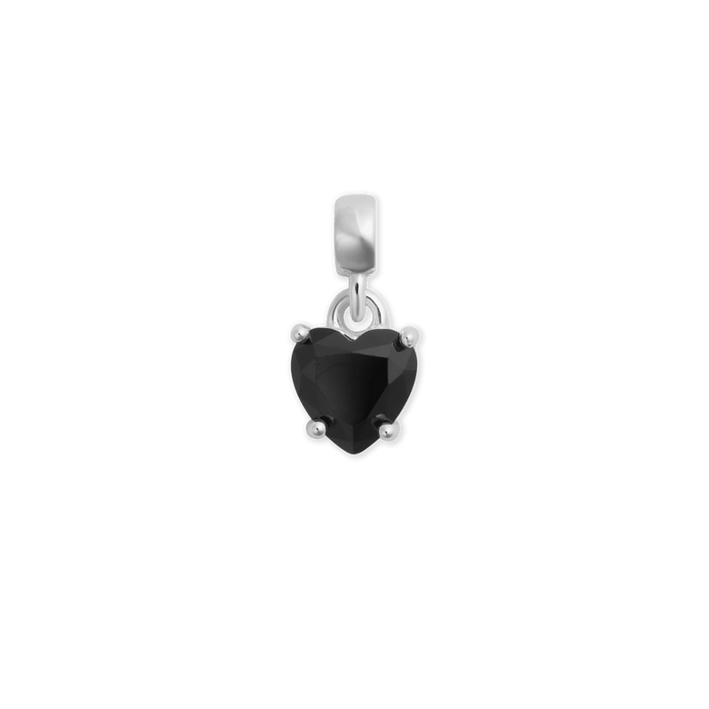 Charm Heart Crystal Black Silver