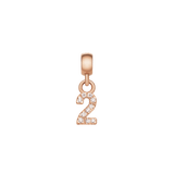Crystal Number Charm Rose Gold