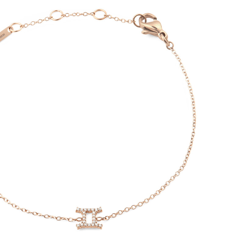 Crystal Zodiac Chain Bracelet Rose Gold
