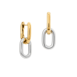 Contrast Link Earrings Two Tone Gold