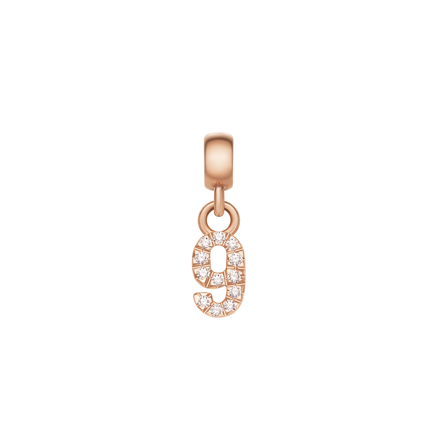 Crystal Number Charm Rose Gold