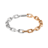 Contrast Link Bracelet Two Tone Rose Gold