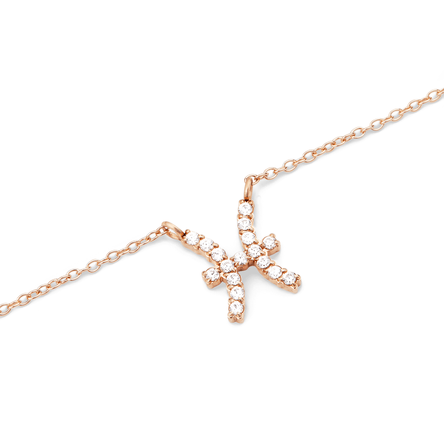 Crystal Zodiac Chain Necklace Rose Gold