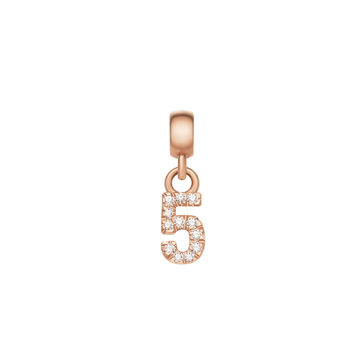 Crystal Number Charm Rose Gold